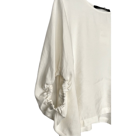 Zara cream linen blend Cropped Oversized top Lagenlook Coastal Boho NWT - Picture 3 of 7